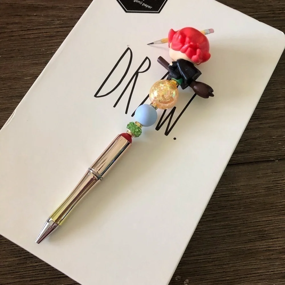 Harry Potter: Ron Weasley on broom handmade beaded pen